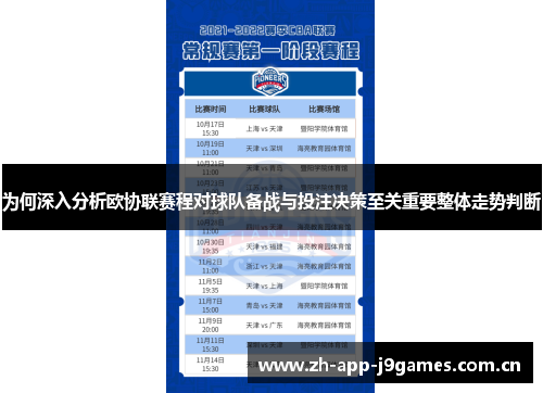 为何深入分析欧协联赛程对球队备战与投注决策至关重要整体走势判断